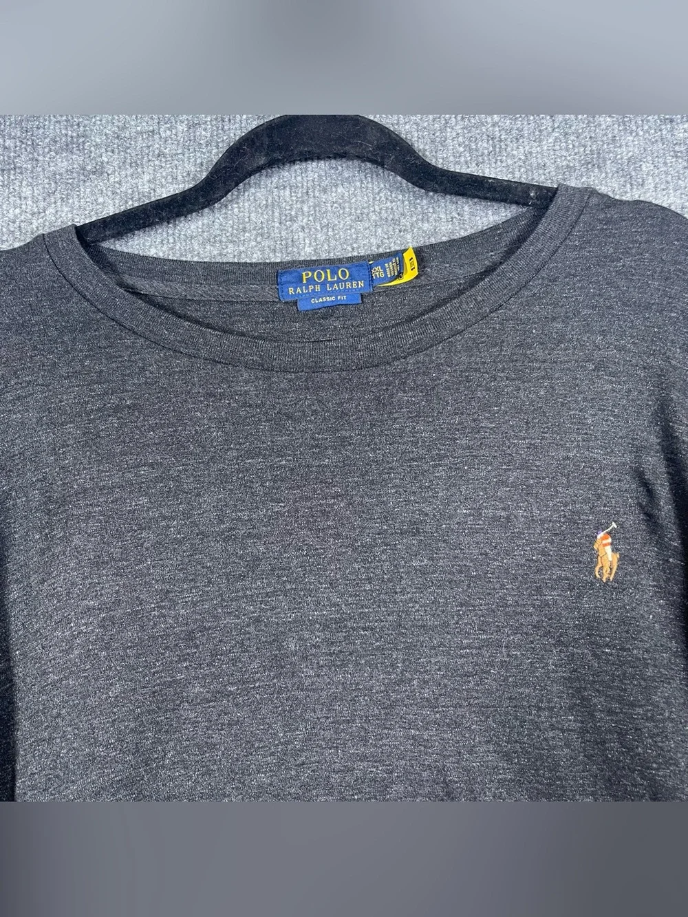 Polo Ralph Lauren Mens XXL Classic Fit Small Pony Gray Crewneck Long Sleeve